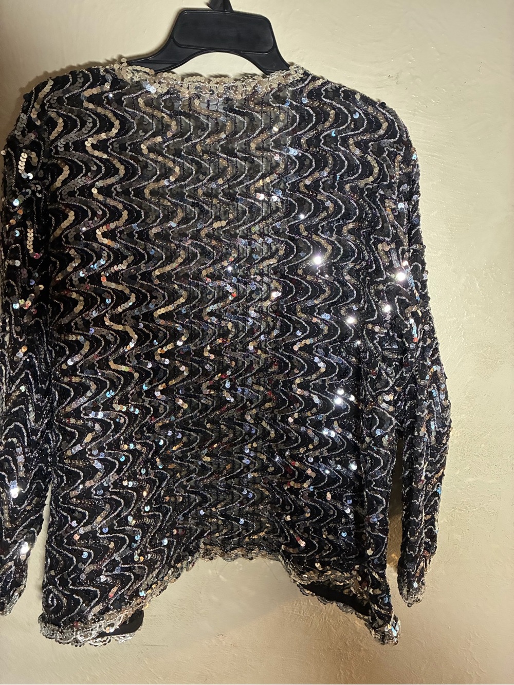 Black Sequin Open-Front Evening Cardigan,Disco sparkle, Fancy - Picture 11 of 15